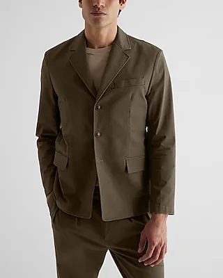 Slim Olive Green Modern Chino Suit Jacket Green Men's 36 Short