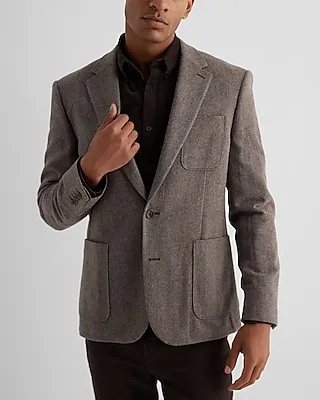 Slim Herringbone Wool-Blend Blazer Multi-Color Men's 36 Short