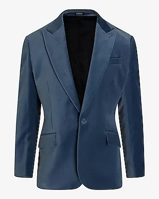 Slim Blue Velvet Tuxedo Blazer Blue Men's 38 Short