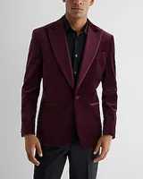 Slim Burgundy Velvet Tuxedo Blazer