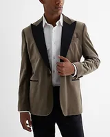 Slim Brown Velvet Tuxedo Blazer