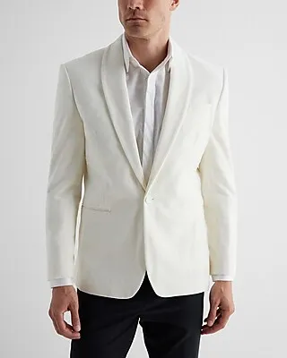 Slim Ivory Velvet Tuxedo Blazer White Men's Short