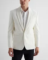 Slim Ivory Velvet Tuxedo Blazer