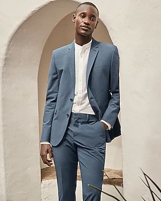 Extra Slim Dusty Blue Wool-Blend Modern Tech Suit Jacket Blue Men's 36 Short