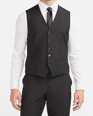 Slim Solid Black Modern Tech Suit Vest