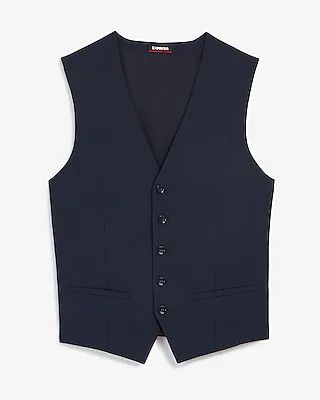 Slim Navy Washable Wool Blend Suit Vest Blue Men's XL