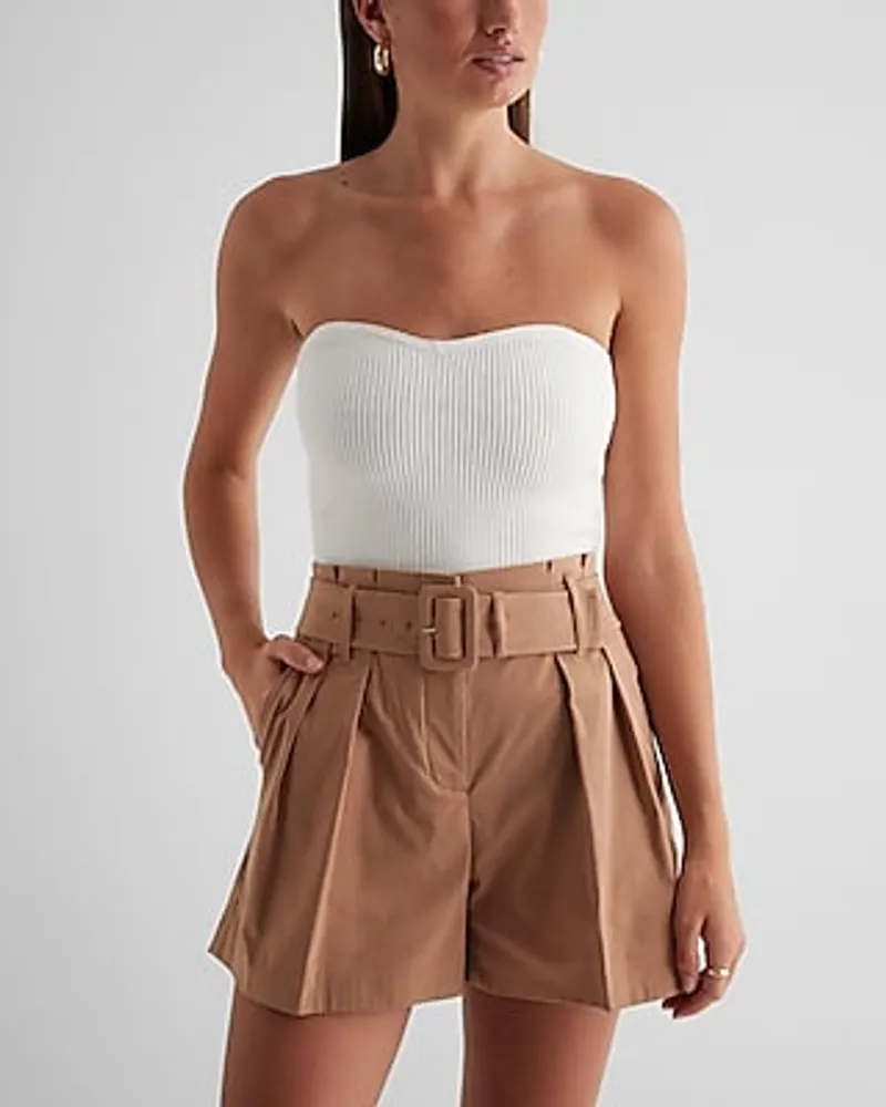 Super High Waisted Belted Paperbag Shorts