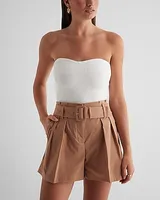 Super High Waisted Belted Paperbag Shorts