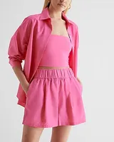 Stylist Super High Waisted Pleated Pull On Shorts Pink Women's XS