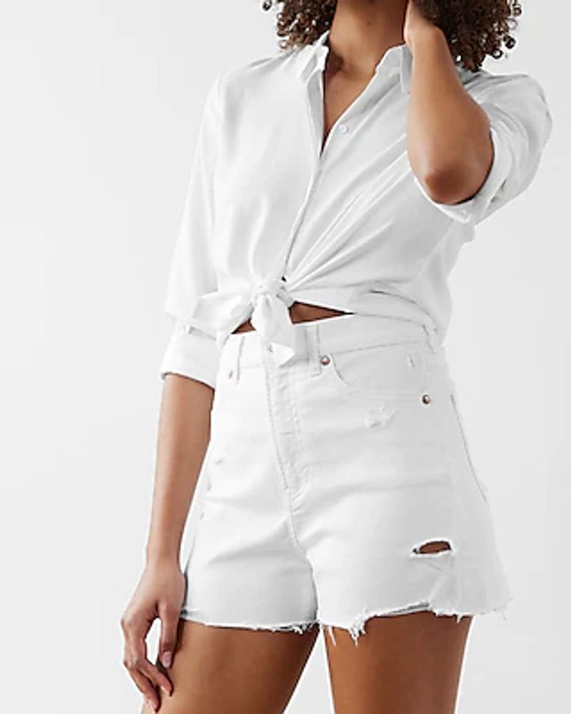 Womens Mom Shorts - White