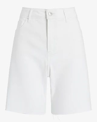 Curvy Conscious Edit High Waisted White Bermuda Jean Shorts