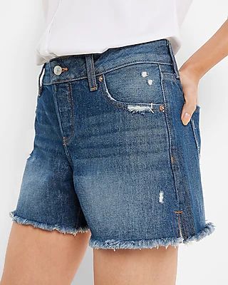 Low Rise Covered Button Fly Boyfriend Jean Shorts