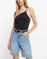 High Waisted Light Wash Bermuda Jean Shorts