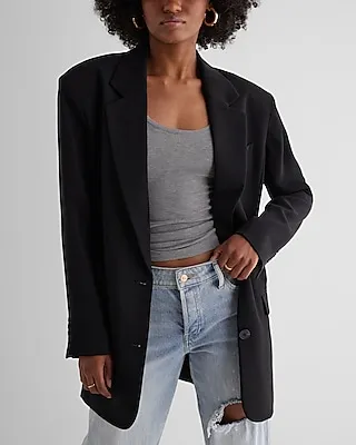 Oversized Boyfriend Blazer Black Women's M/L