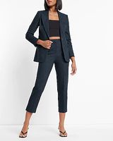 Editor One Button Cropped Business Blazer Blue Women's S