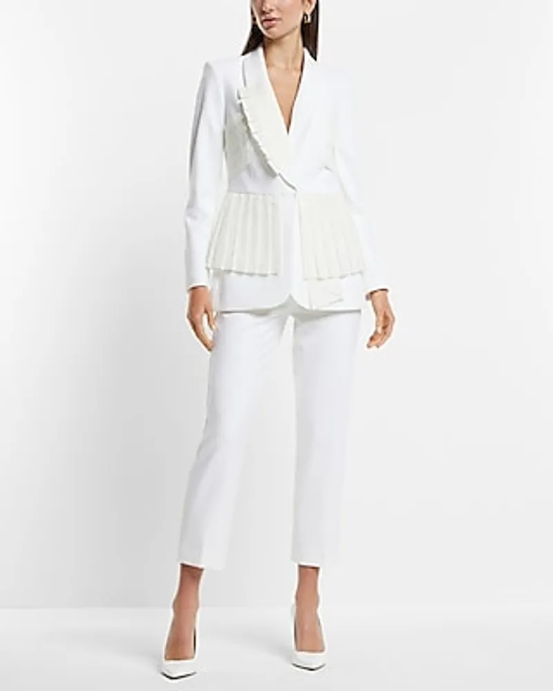 Bridal Ruffle Pleated Peplum Jacket White Women's S