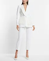 Bridal Ruffle Pleated Peplum Jacket White Women's L