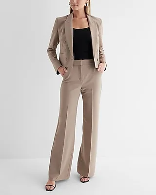Editor Double Breasted Cropped Cropped Business Blazer Neutral Women's XL