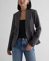 Editor One Button 24" Cropped Business Blazer Gray Women's S