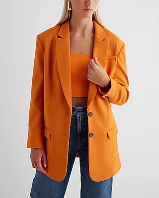 Twill Oversized Boyfriend Blazer Orange Women's XL