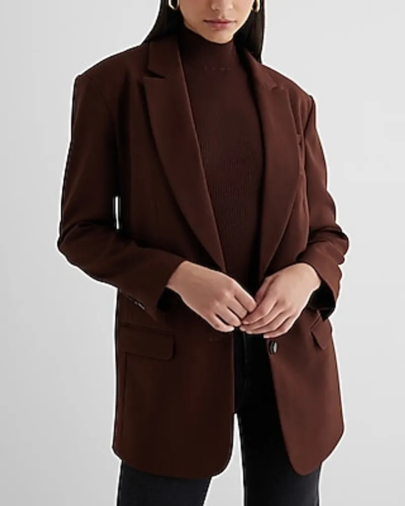 Twill Oversized Boyfriend Blazer Brown Women