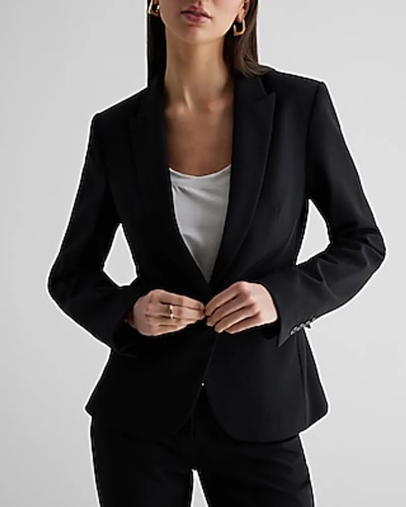 Editor One Button 24" Cropped Business Blazer Black Women's S