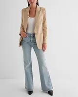 Corduroy One Button Cinched Oversized Boyfriend Blazer Neutral Women's XS