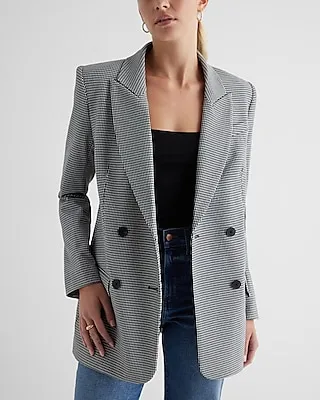 Houndstooth Double Breasted Cropped Business Blazer