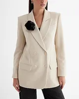 Double Breasted Corsage Cropped Business Blazer Neutral Women's