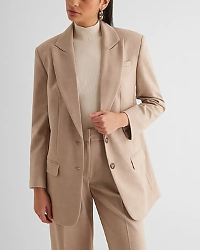 Luxe Lounge Oversized Cropped Business Blazer Brown Women