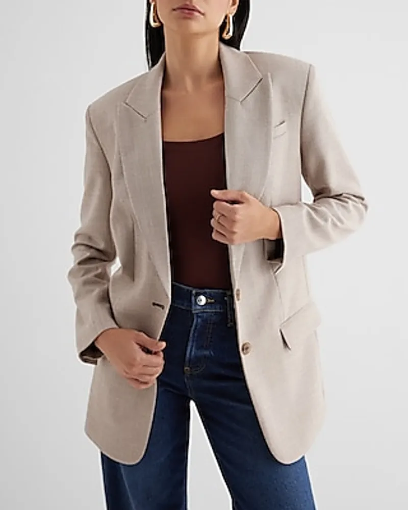 Textured Oversized Cropped Business Blazer