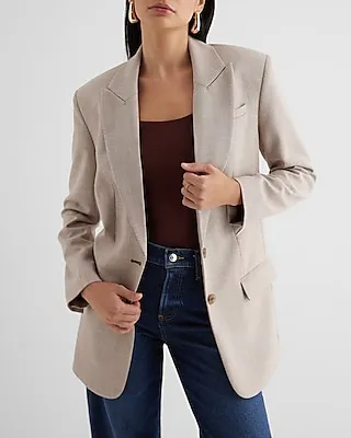 Textured Oversized Cropped Business Blazer Multi-Color Women's
