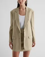 Linen-Blend Oversized Boyfriend Blazer Women's