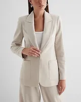 Luxe Lounge Twill One Button Oversized Boyfriend Blazer Brown Women