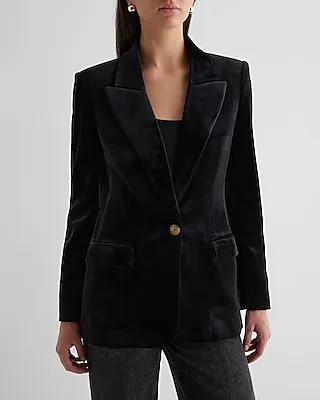 Velvet One Button Cropped Business Blazer Women's