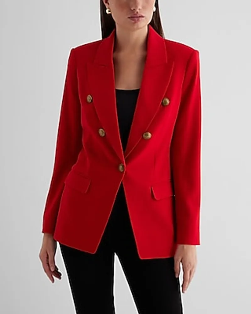 Double Breasted Novelty Button Cropped Business Blazer
