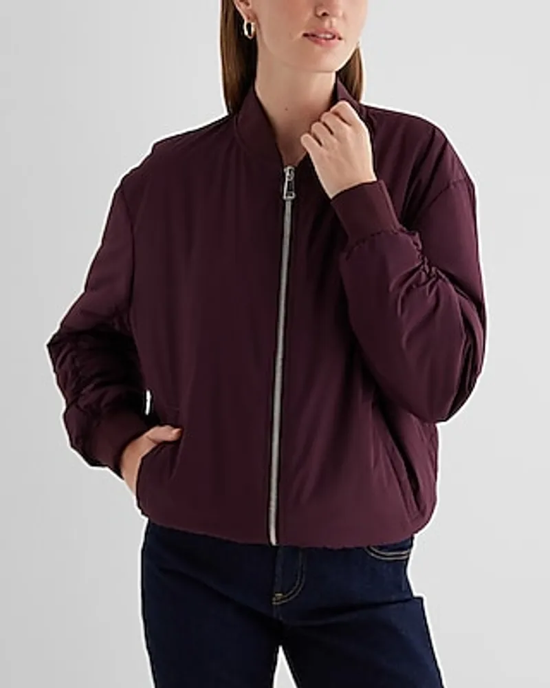 Cinched Sleeve Oversized Bomber Jacket