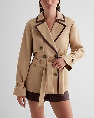Belted Tipped Short Trench Jacket Brown Women
