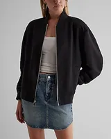 Satin Oversized Bomber Jacket Black Women's M