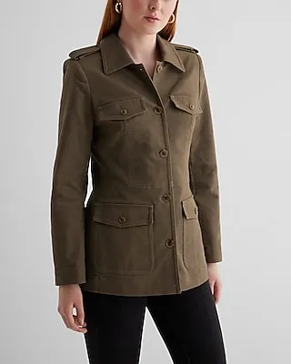 Twill Utility Jacket Green Women's M