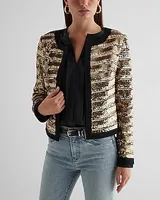 Tipped Sequin Striped Jacket