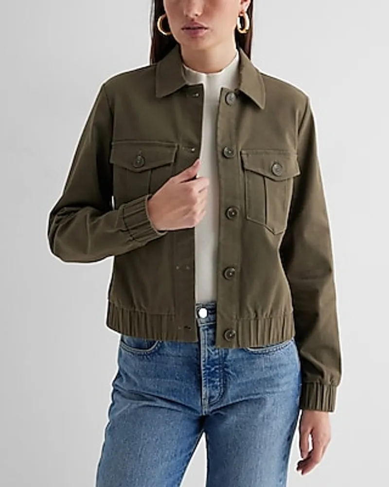 Collared Cropped Bomber Jacket