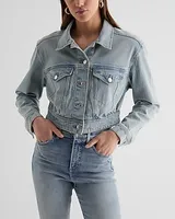 Cropped Denim Trucker Jacket Blue Women's M