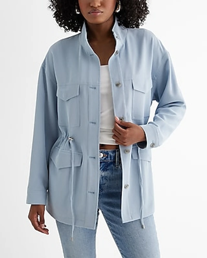 Twill Cinched Utility Jacket Blue Women's XS