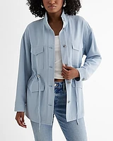 Twill Cinched Utility Jacket Blue Women's