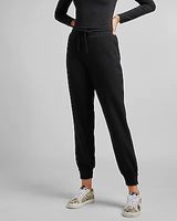 High Waisted Fleece Joggers Black Women's XL