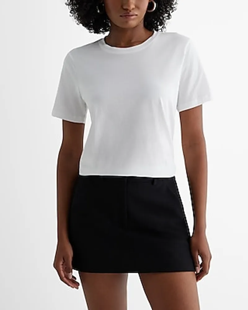 Skimming Cotton Crew Neck Short Sleeve Tee White Women's