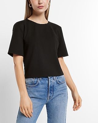 Skimming Ponte Boxy Tee Black Women's M