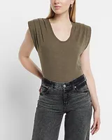 Scoop Neck Padded Shoulder Sleeveless Tee Women's