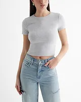 Fitted Ribbed Crew Neck Crop Top Women's